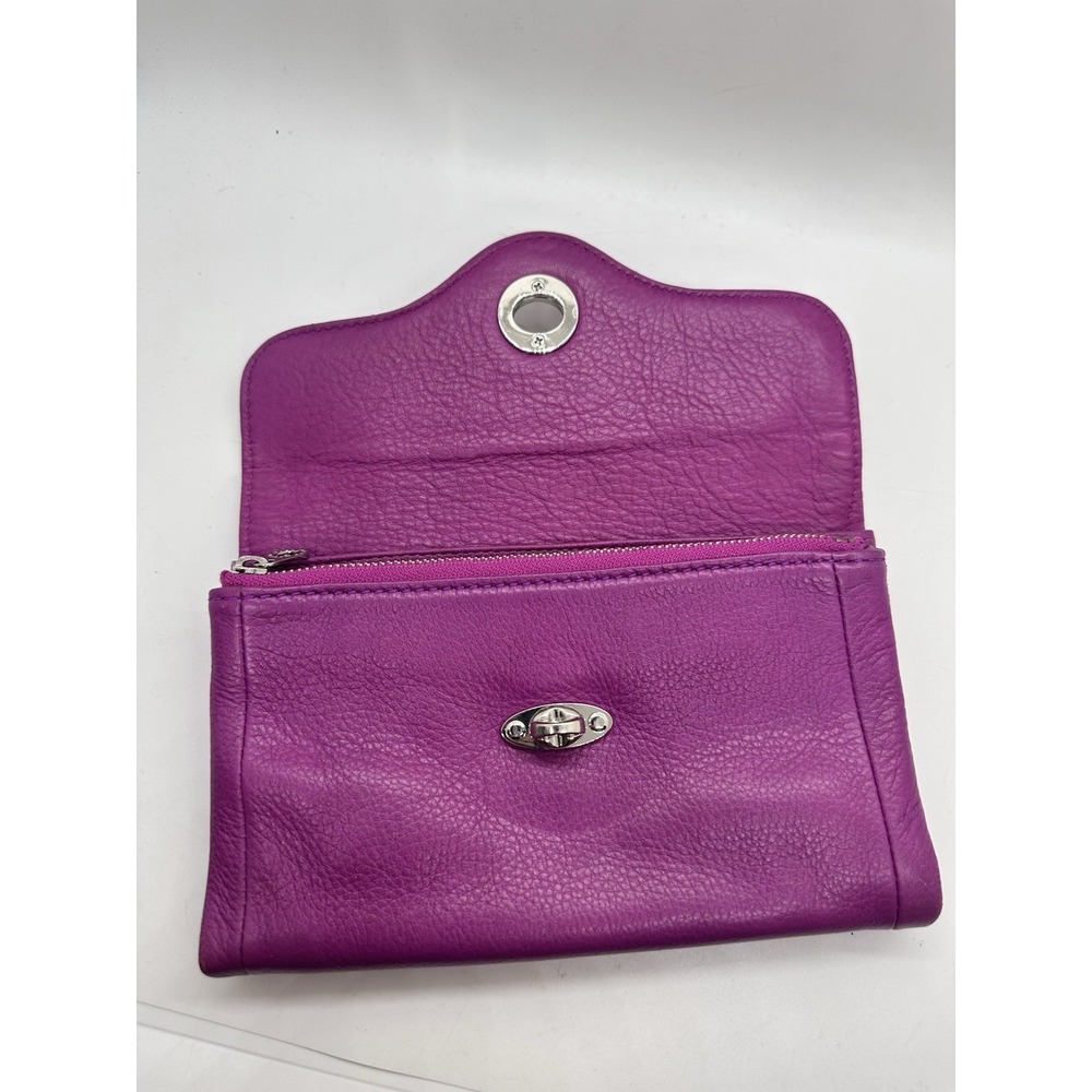 Marc by Marc Jacobs Purple Pebbled Leather Turnlock Flap Continental Wallet - Picture 7 of 9